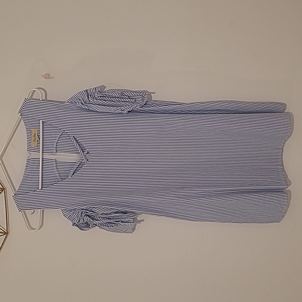Blue and white midi dress